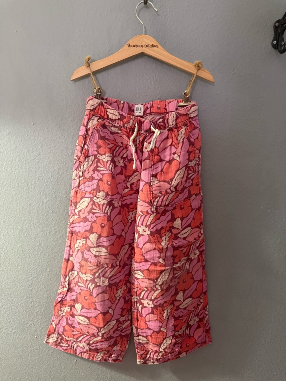 GAP Kids Coral and Pink Floral Drawstring Waist Pants